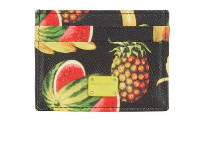 Dolce & Gabbana Fruit Card Holder, &pound;50, Accessories, Black/Green/Red/Yellow, Leather, Front view